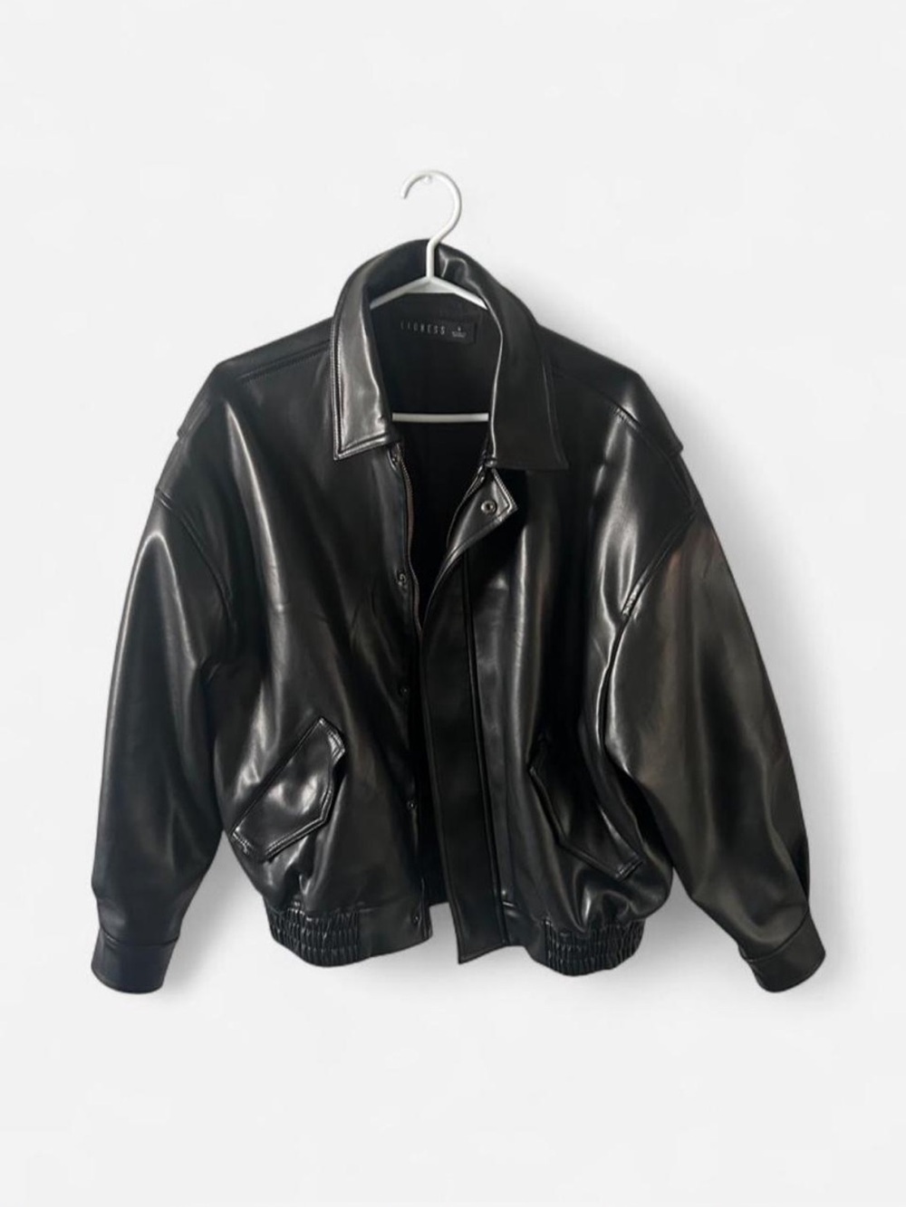 Lioness oversized black leather bomber